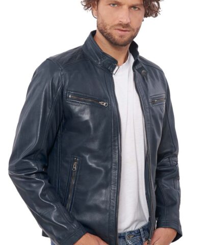 ALPHA SHEEP BLUE - AUTHENTIC MENS BLUE LEATHER JACKET