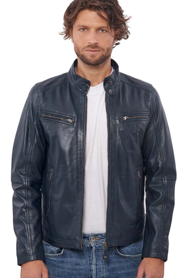ALPHA SHEEP BLUE - AUTHENTIC MENS BLUE LEATHER JACKET