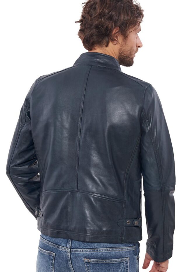 ALPHA SHEEP BLUE - AUTHENTIC MENS BLUE LEATHER JACKET
