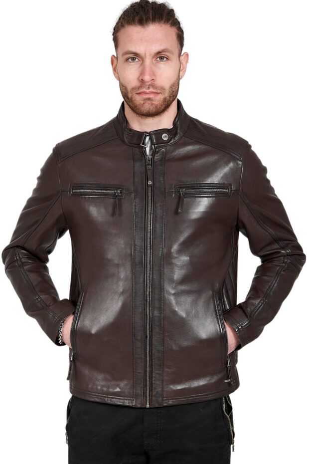 ALPHA SHEEP BROWN - AUTHENTIC MENS BROWN LEATHER JACKET