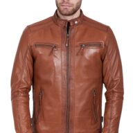 ALPHA SHEEP COGNAC - AUTHENTIC MENS COGNAC LEATHER JACKET