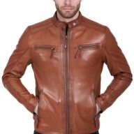ALPHA SHEEP COGNAC - AUTHENTIC MENS COGNAC LEATHER JACKET