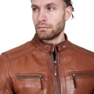 ALPHA SHEEP COGNAC - AUTHENTIC MENS COGNAC LEATHER JACKET