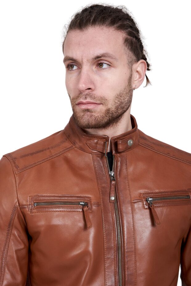 ALPHA SHEEP COGNAC - AUTHENTIC MENS COGNAC LEATHER JACKET