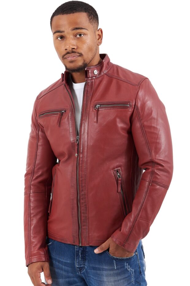 ALPHA SHEEP RED - AUTHENTIC MENS RED LEATHER JACKET
