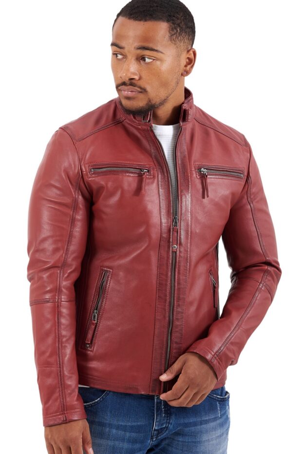 ALPHA SHEEP RED - AUTHENTIC MENS RED LEATHER JACKET