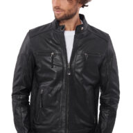 ALPHA-SRV BUFFALO BLACK - AUTHENTIC BLACK MENS LEATHER JACKET