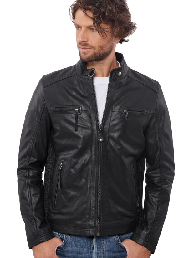 ALPHA-SRV BUFFALO BLACK - AUTHENTIC BLACK MENS LEATHER JACKET