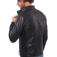 ALPHA-SRV BUFFALO BLACK - AUTHENTIC BLACK MENS LEATHER JACKET