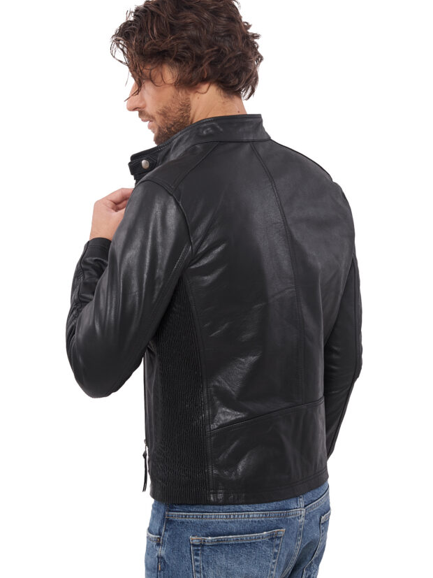 ALPHA-SRV BUFFALO BLACK - AUTHENTIC BLACK MENS LEATHER JACKET