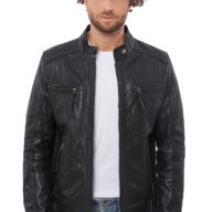 ALPHA-SRV BUFFALO BLACK - AUTHENTIC BLACK MENS LEATHER JACKET