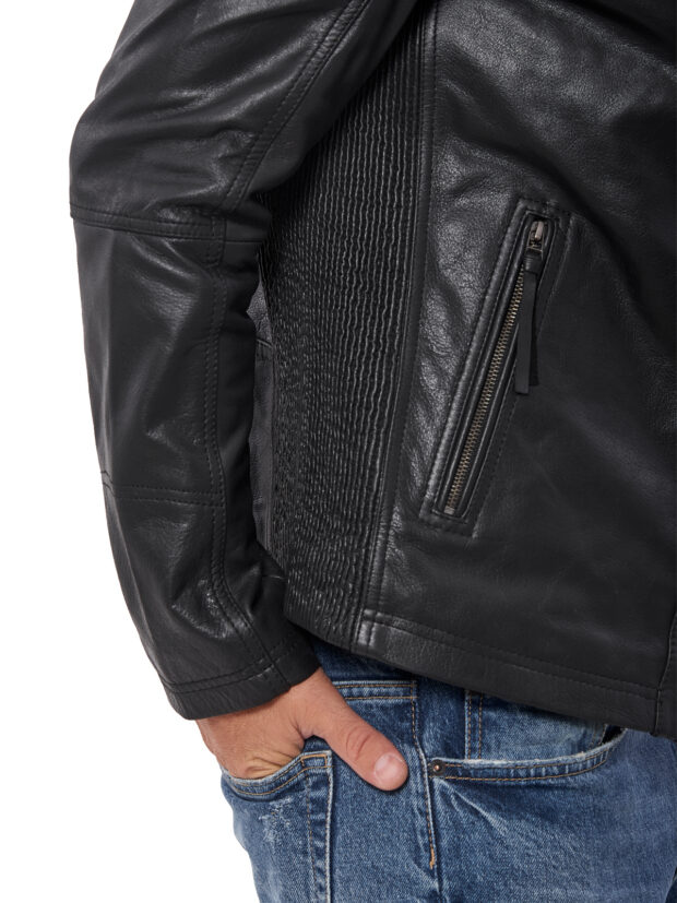 ALPHA-SRV BUFFALO BLACK - AUTHENTIC BLACK MENS LEATHER JACKET