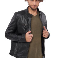 ALPHA-SRV BUFFALO BLACK - AUTHENTIC BLACK MENS LEATHER JACKET