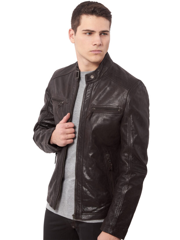 ALPHA BUFFALO BROWN - AUTHENTIC MENS BROWN LEATHER JACKET