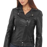 ATHINA BUFFALO BLACK - AUTHENTIC WOMENS BLACK LEATHER JACKET