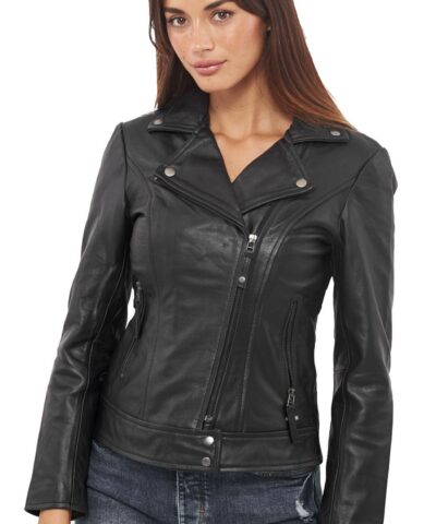 ATHINA BUFFALO BLACK - AUTHENTIC WOMENS BLACK LEATHER JACKET