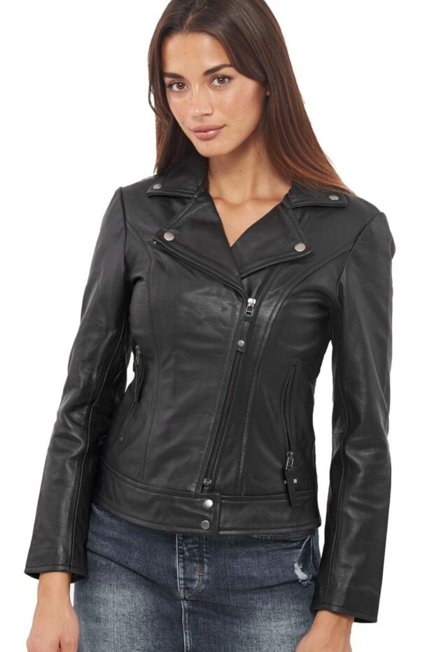 ATHINA BUFFALO BLACK - AUTHENTIC WOMENS BLACK LEATHER JACKET