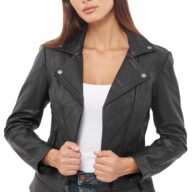 ATHINA BUFFALO BLACK - AUTHENTIC WOMENS BLACK LEATHER JACKET