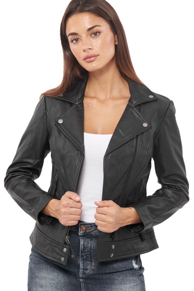 ATHINA BUFFALO BLACK - AUTHENTIC WOMENS BLACK LEATHER JACKET