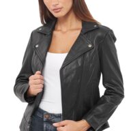 ATHINA BUFFALO BLACK - AUTHENTIC WOMENS BLACK LEATHER JACKET