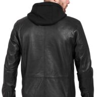 BIG HOOD SHEEP BLACK - AUTHENTIC MENS BLACK LEATHER JACKET