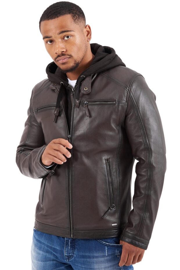 BIG HOOD SHEEP BROWN - AUTHENTIC MENS LEATHER JACKET