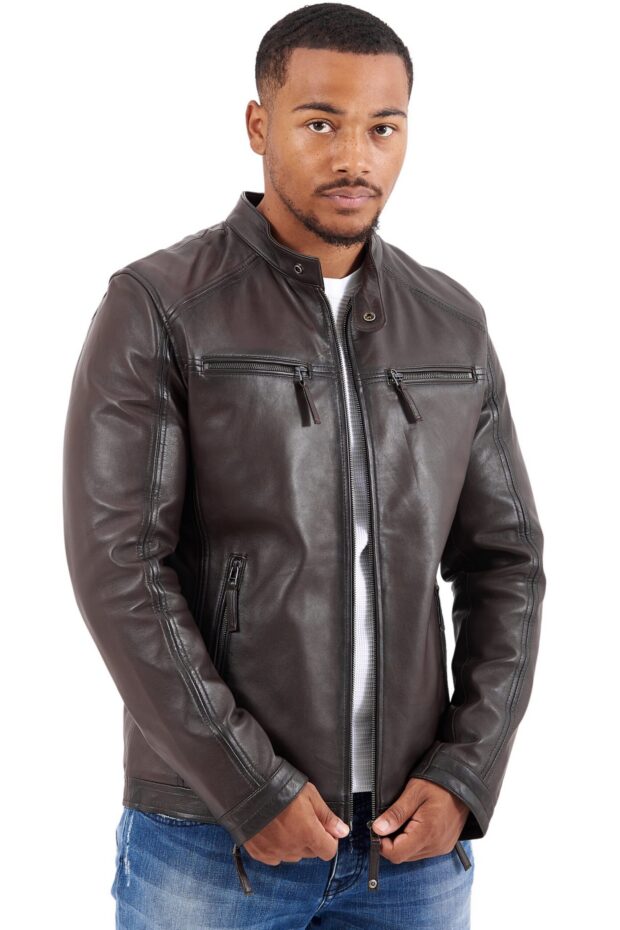 BIG HOOD SHEEP BROWN - AUTHENTIC MENS LEATHER JACKET