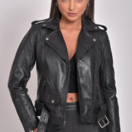 RHEA SHEEP BLACK - AUTHENTIC WOMENS BLACK LEATHER JACKET