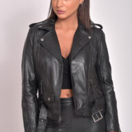 RHEA SHEEP BLACK - AUTHENTIC WOMENS BLACK LEATHER JACKET