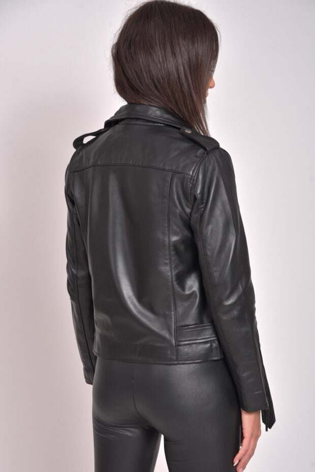 RHEA SHEEP BLACK - AUTHENTIC WOMENS BLACK LEATHER JACKET