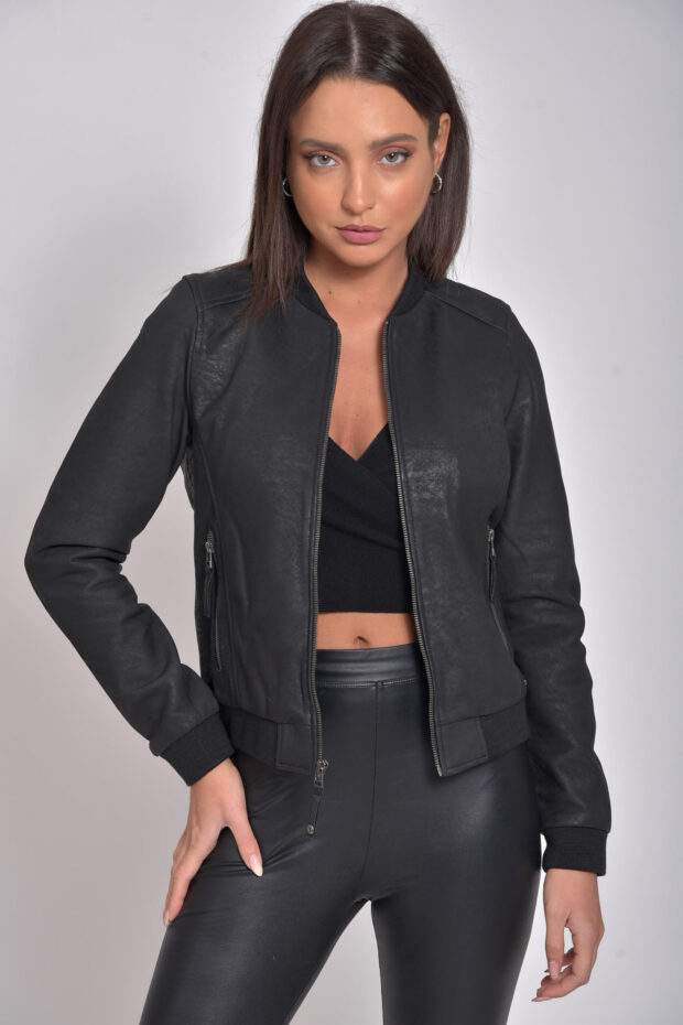 NIOVI SHEEP VINTAGE SHEEP BLACK - AUTHENTIC WOMENS BLACK LEATHER JACKET
