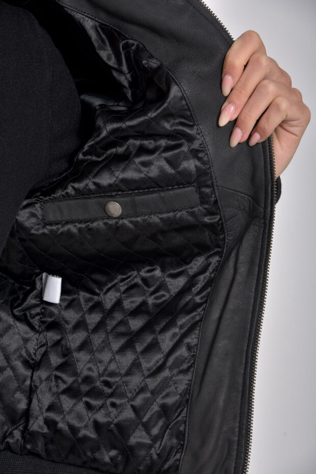 NIOVI SHEEP VINTAGE SHEEP BLACK - AUTHENTIC WOMENS BLACK LEATHER JACKET