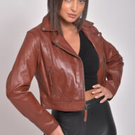 DIONA SHEEP COGNAC - AUTHENTIC WOMENS COGNAC LEATHER JACKET