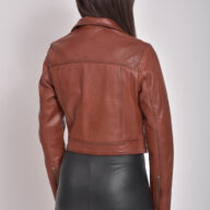 DIONA SHEEP COGNAC - AUTHENTIC WOMENS COGNAC LEATHER JACKET