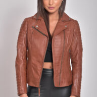 ELECTRA SHEEP COGNAC - AUTHENTIC WOMENS COGNAC LEATHER JACKET