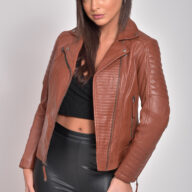 ELECTRA SHEEP COGNAC - AUTHENTIC WOMENS COGNAC LEATHER JACKET
