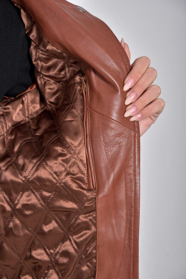 ELECTRA SHEEP COGNAC - AUTHENTIC WOMENS COGNAC LEATHER JACKET