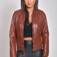 NIOVI SHEEP COGNAC - AUTHENTIC WOMENS COGNAC LEATHER JACKET