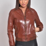 NIOVI SHEEP COGNAC - AUTHENTIC WOMENS COGNAC LEATHER JACKET
