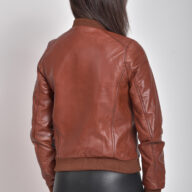 NIOVI SHEEP COGNAC - AUTHENTIC WOMENS COGNAC LEATHER JACKET