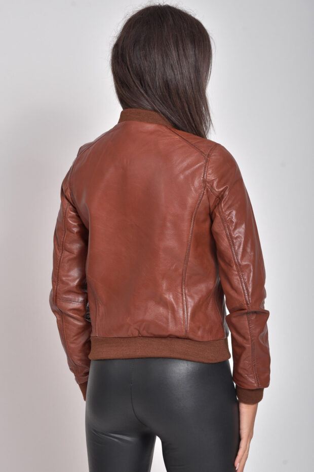 NIOVI SHEEP COGNAC - AUTHENTIC WOMENS COGNAC LEATHER JACKET