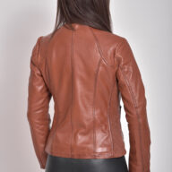 PANDORA SHEEP COGNAC - AUTHENTIC WOMEN COGNAC LEATHER JACKET