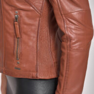 PANDORA SHEEP COGNAC - AUTHENTIC WOMEN COGNAC LEATHER JACKET