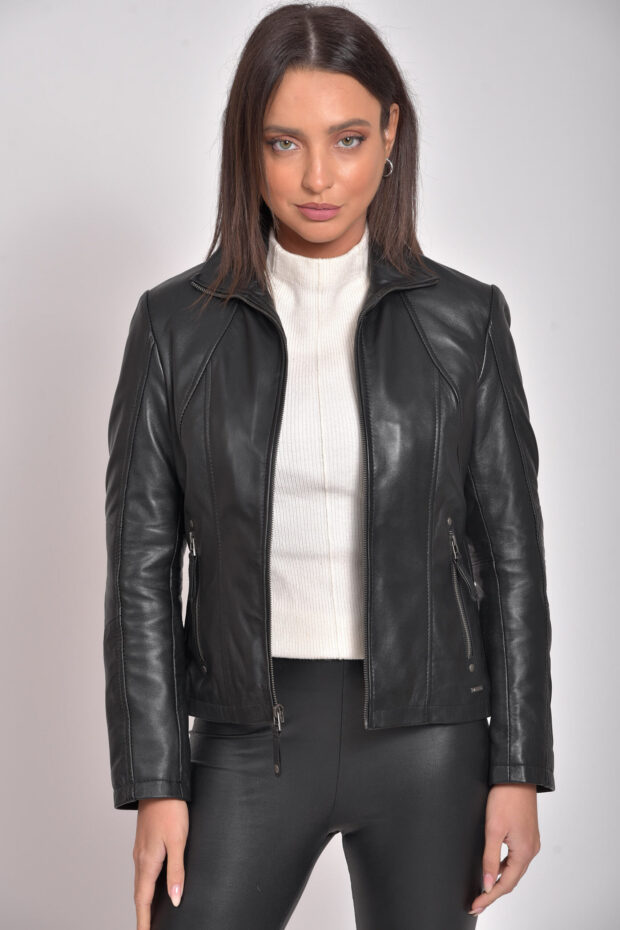 PANDORA SHEEP BLACK - AUTHENTIC WOMENS BLACK LEATHER JACKET