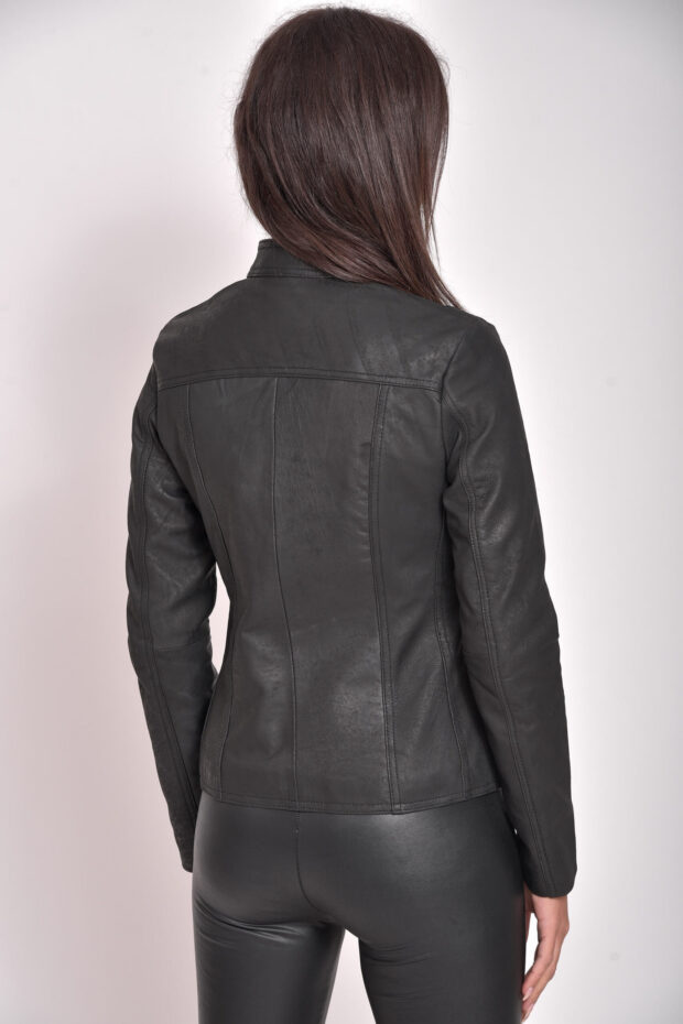 NEPHELE VINTAGE SHEEP BLACK - AUTHENTIC WOMENS BLACK LEATHER JACKET