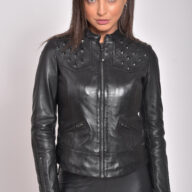 SPIKE SHEEP BLACK - AUTHENTIC WOMENS LEATHER JACKET