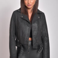 CRAZY HORSE VINTAGE SHEEP BLACK - AUTHENTIC WOMENS LEATHER BLACK JACKET