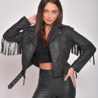 CRAZY HORSE VINTAGE SHEEP BLACK - AUTHENTIC WOMENS LEATHER BLACK JACKET