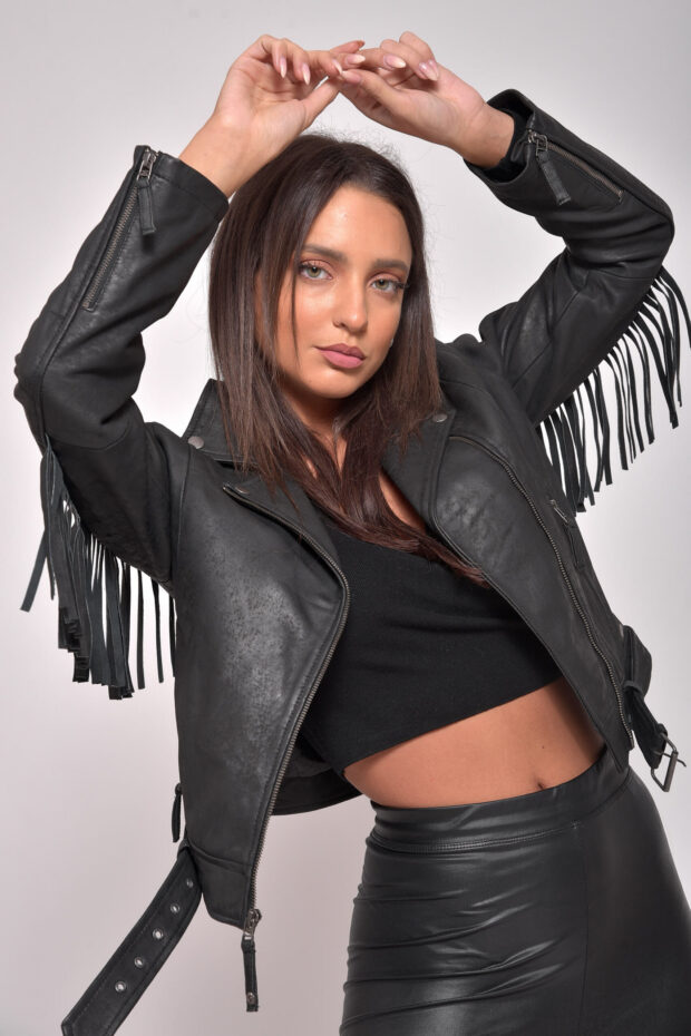 CRAZY HORSE VINTAGE SHEEP BLACK - AUTHENTIC WOMENS LEATHER BLACK JACKET