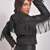 CRAZY HORSE VINTAGE SHEEP BLACK - AUTHENTIC WOMENS LEATHER BLACK JACKET